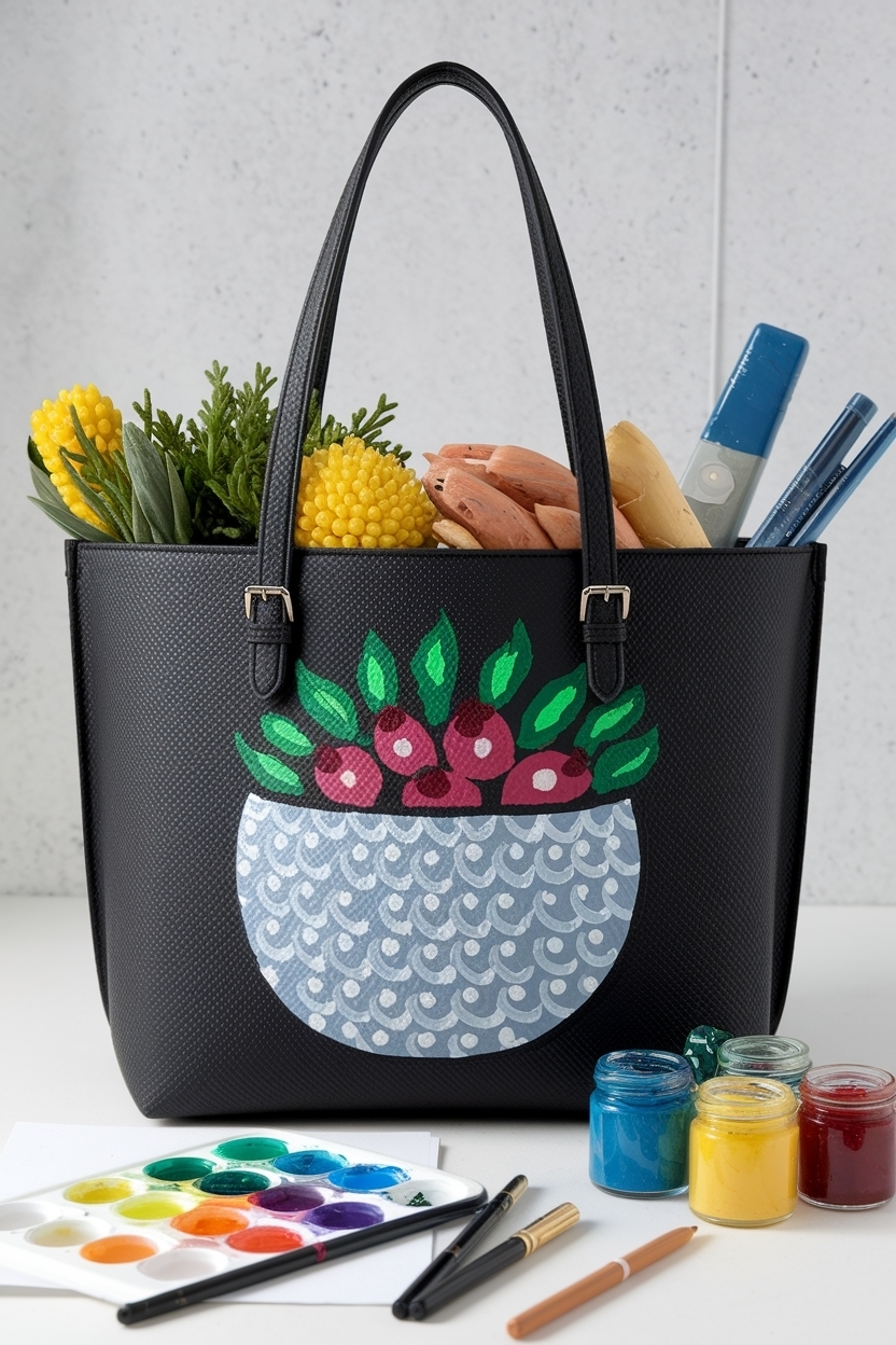 Fun Black Tote Bag Painting Ideas for Personal Expression outfit idea