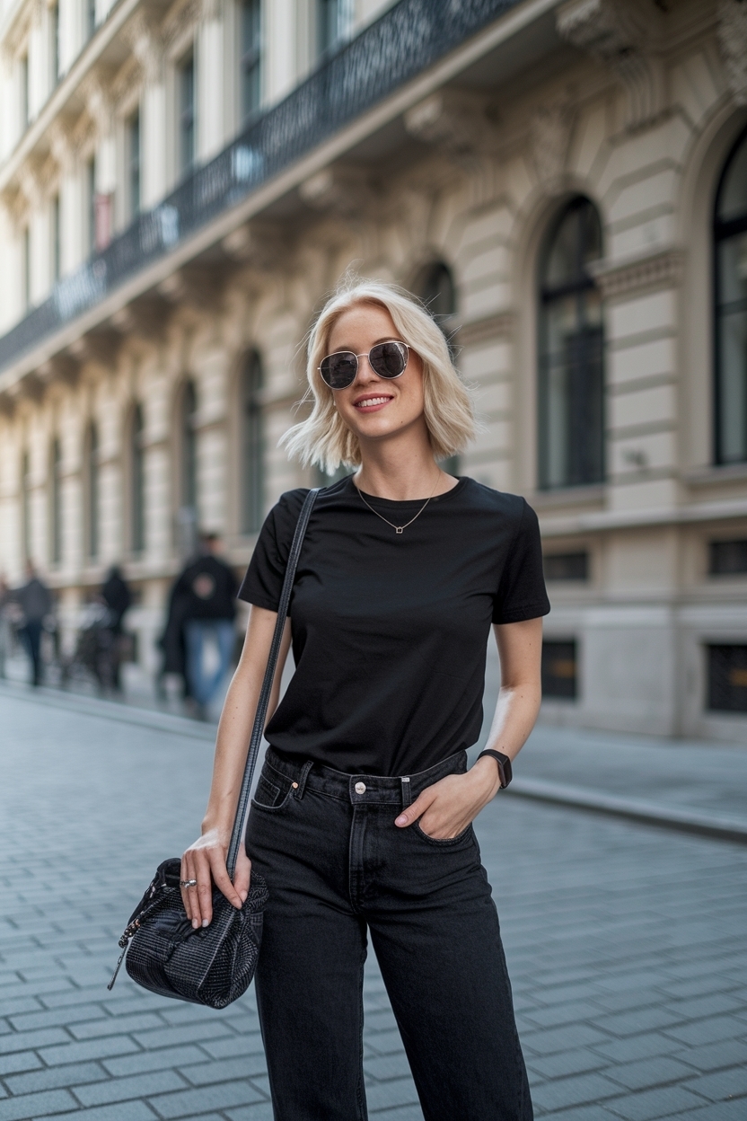 Casual Black Tshirt and Jeans Outfit for Everyday Comfort outfit idea