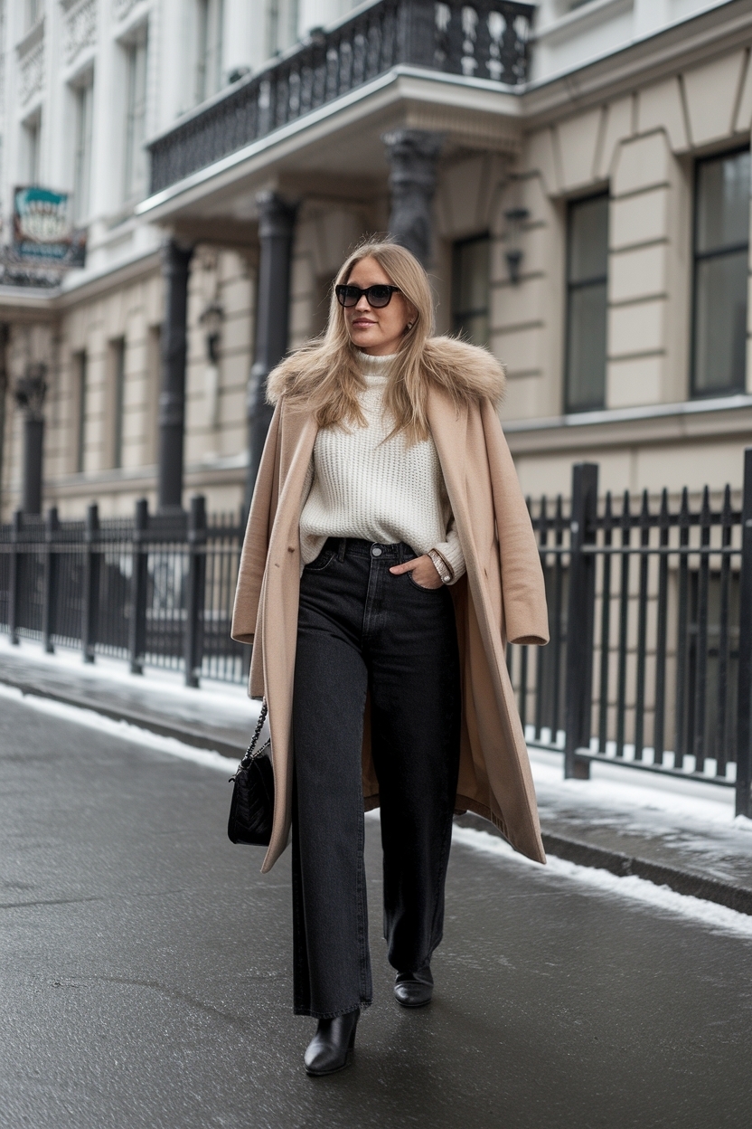 Winter Wonders: Black Wide Leg Jeans Outfit Ideas outfit idea