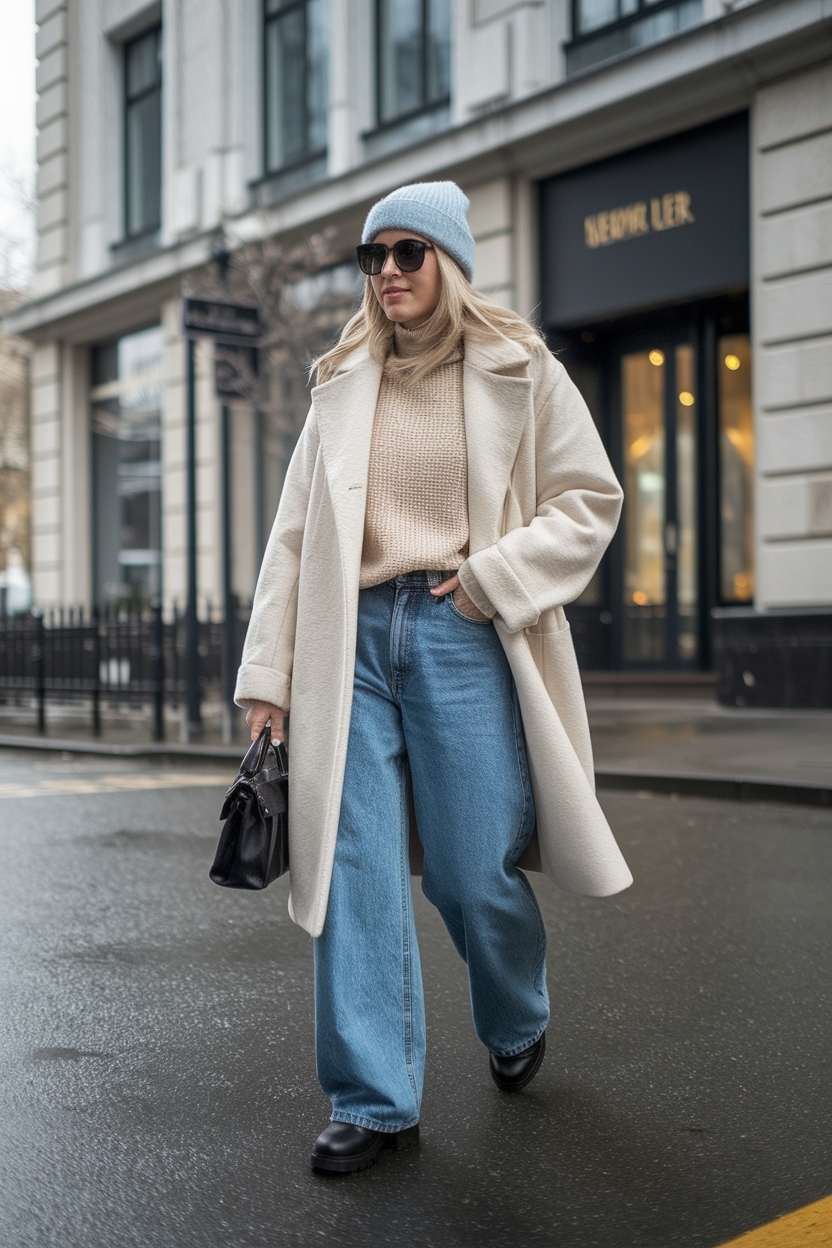 Blue Baggy Jeans Outfit to Rock This Winter outfit idea