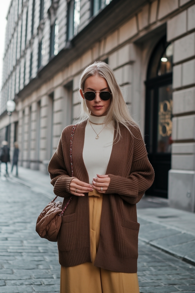 Brown Cardigan Outfit for Women: Warm and Stylish outfit idea