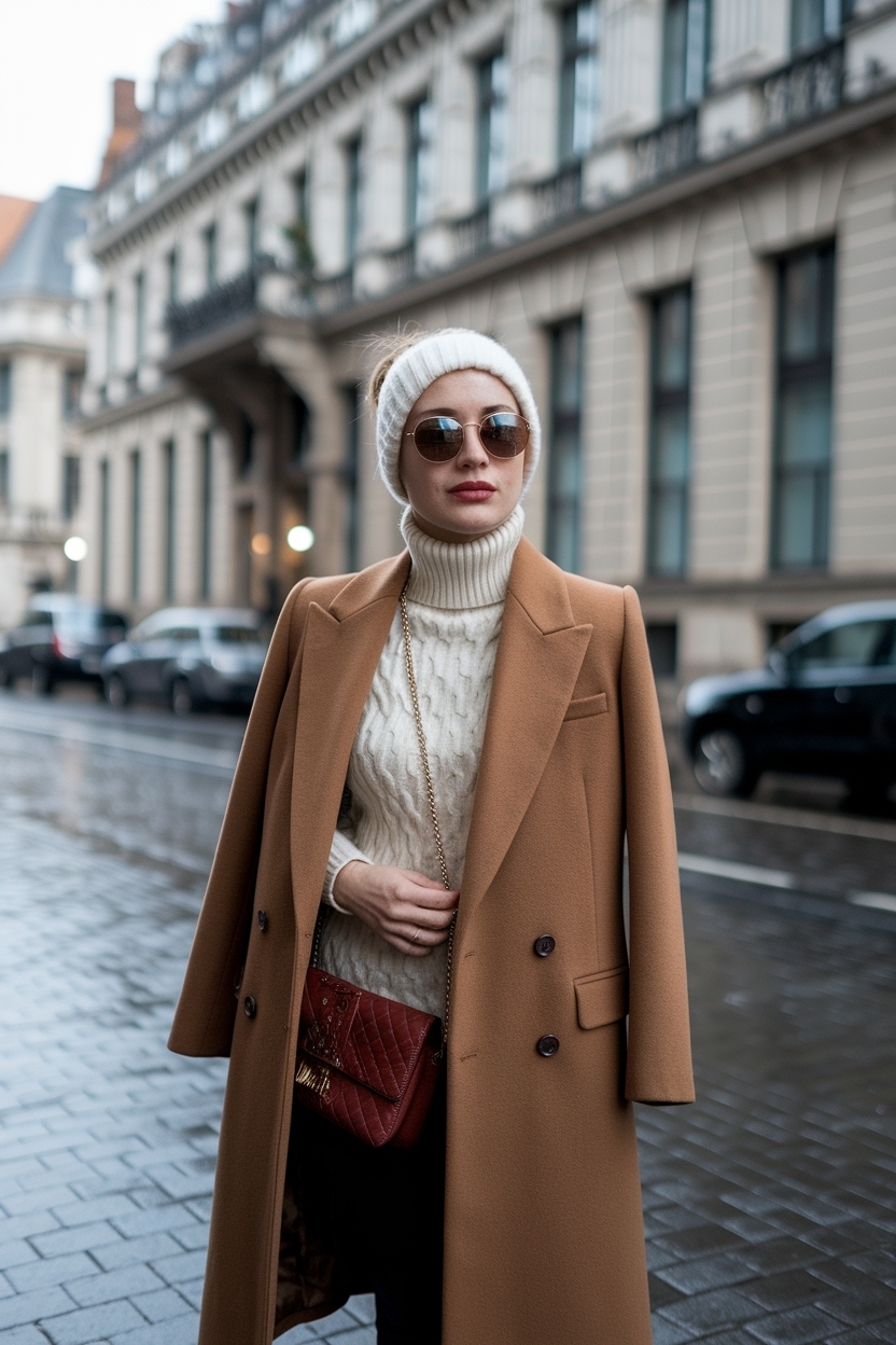 Sophisticated Brown Coat Outfit Winter Classy Essentials outfit idea