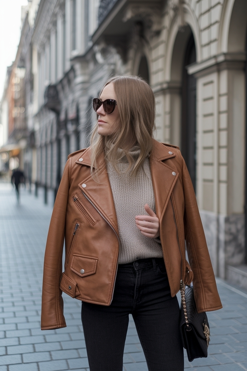 Brown Leather Jacket Outfit Aesthetic: Unique Combinations outfit idea