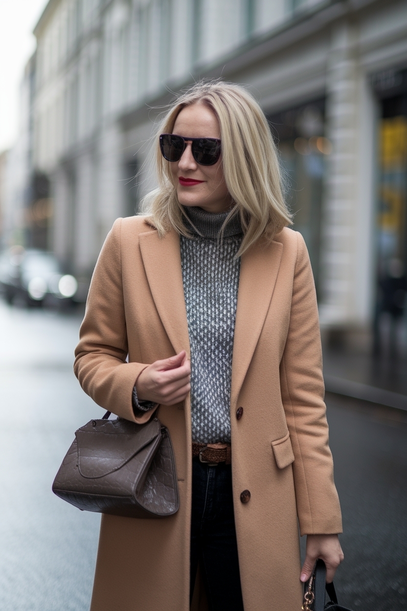 Camel Coat Outfit Winter Style: Classic and Classy outfit idea
