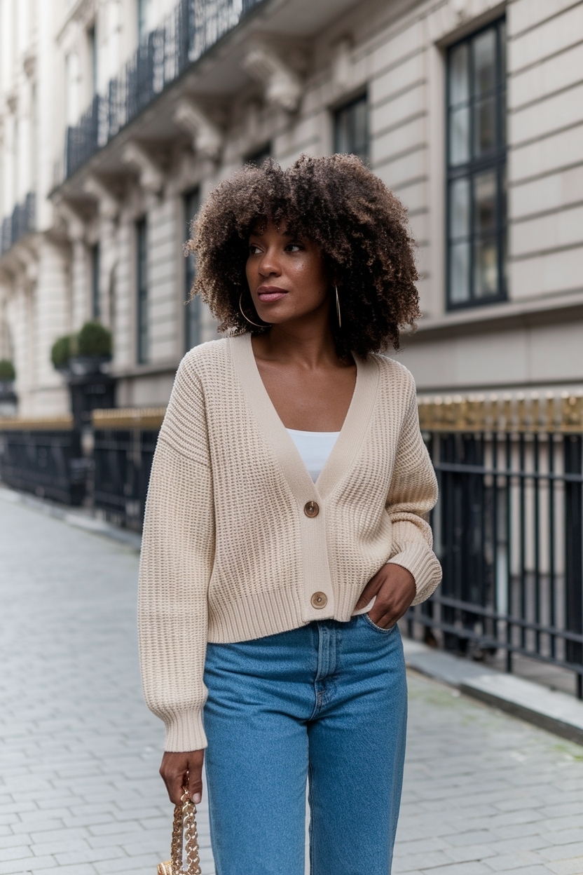 Cardigan and Jeans Outfit Black Women: Effortless Fashion outfit idea