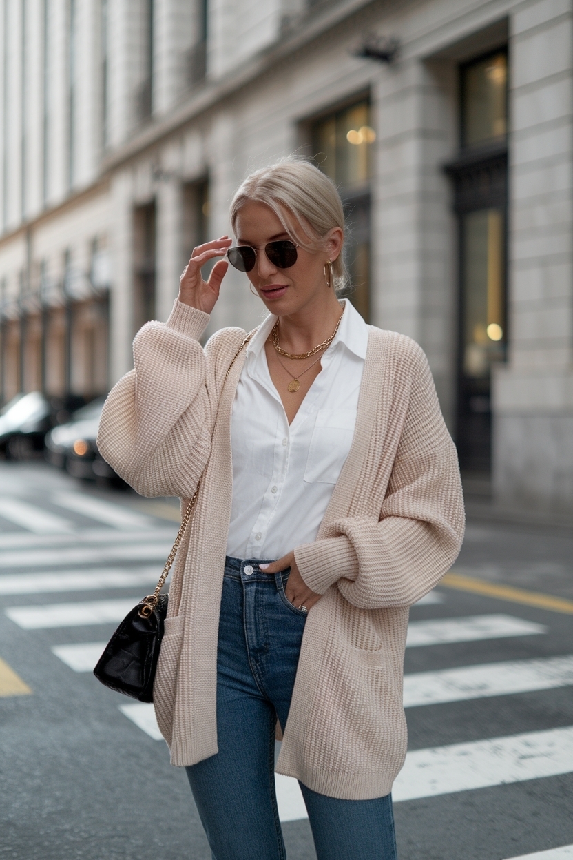 Cardigan and Jeans Outfit Women for Everyday Comfort outfit idea