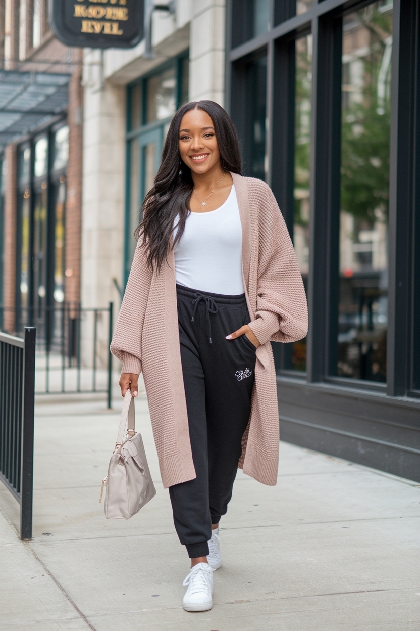 Cardigan and Joggers Outfit Black Women: Comfort Meets Style outfit idea