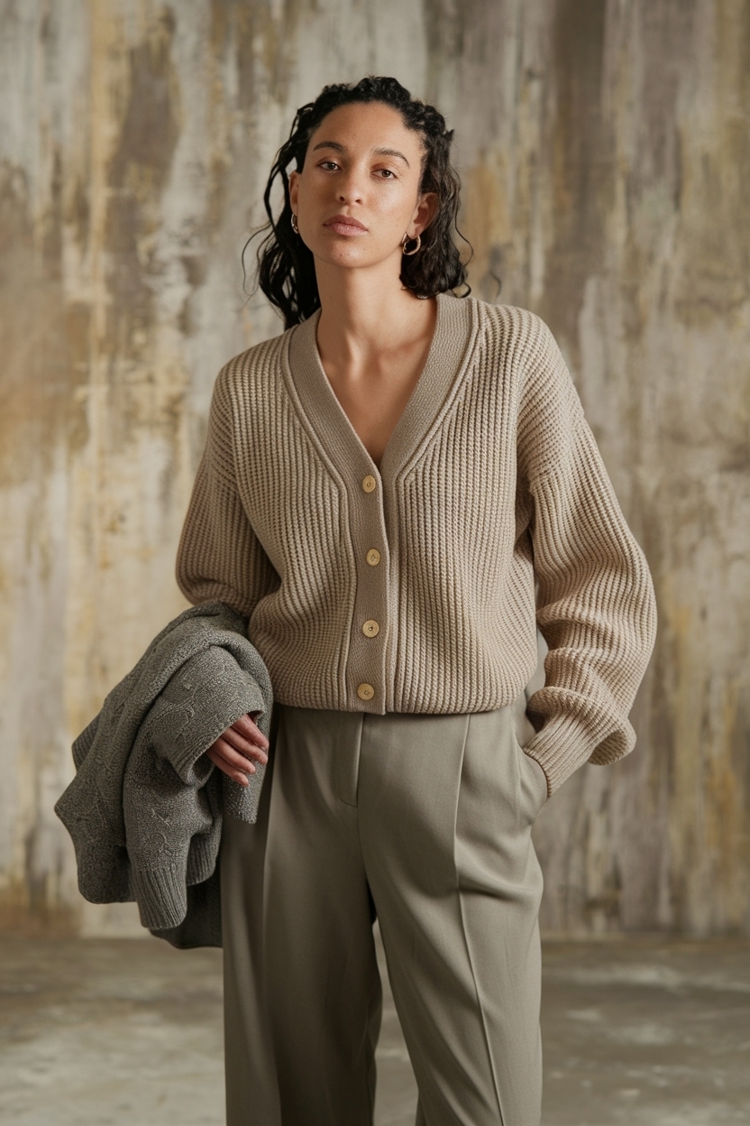 Cardigan and Slacks Outfit Women for Professional Vibes outfit idea