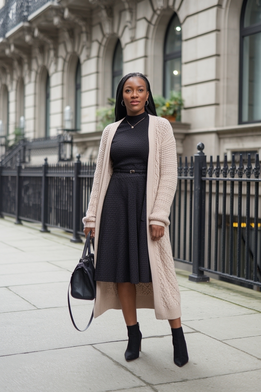 Cardigan Dress Outfit Black Women: Versatile Fashion Choices outfit idea