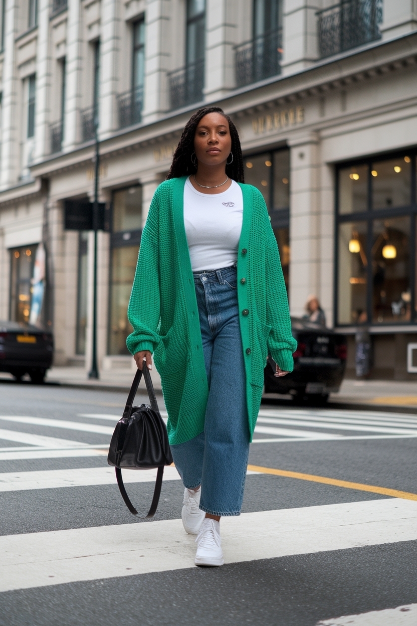 Cardigan Outfit Black Women Dunks for Sporty Style outfit idea