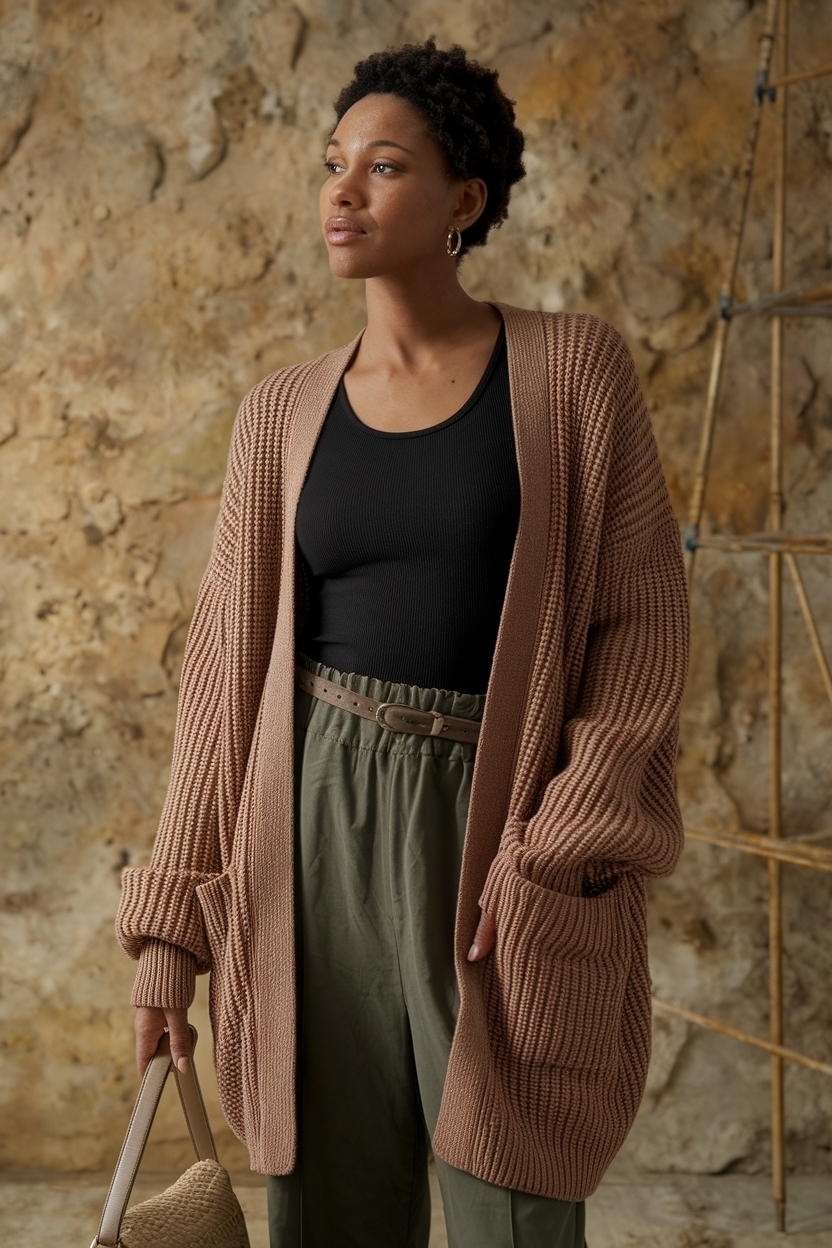 Cardigan Outfit Black Women Earthy: Nature-Inspired Looks outfit idea