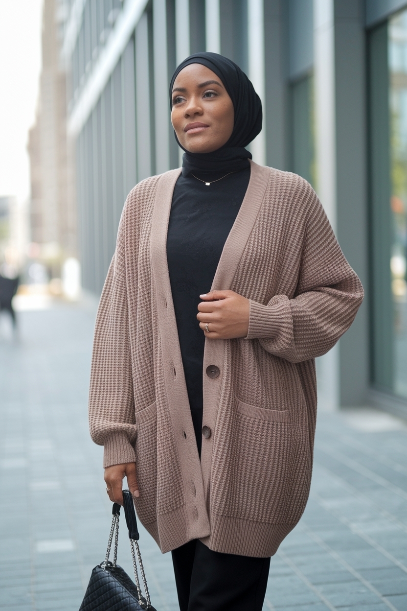 Cardigan Outfit Black Women Hijab: Modest Fashion Choices outfit idea