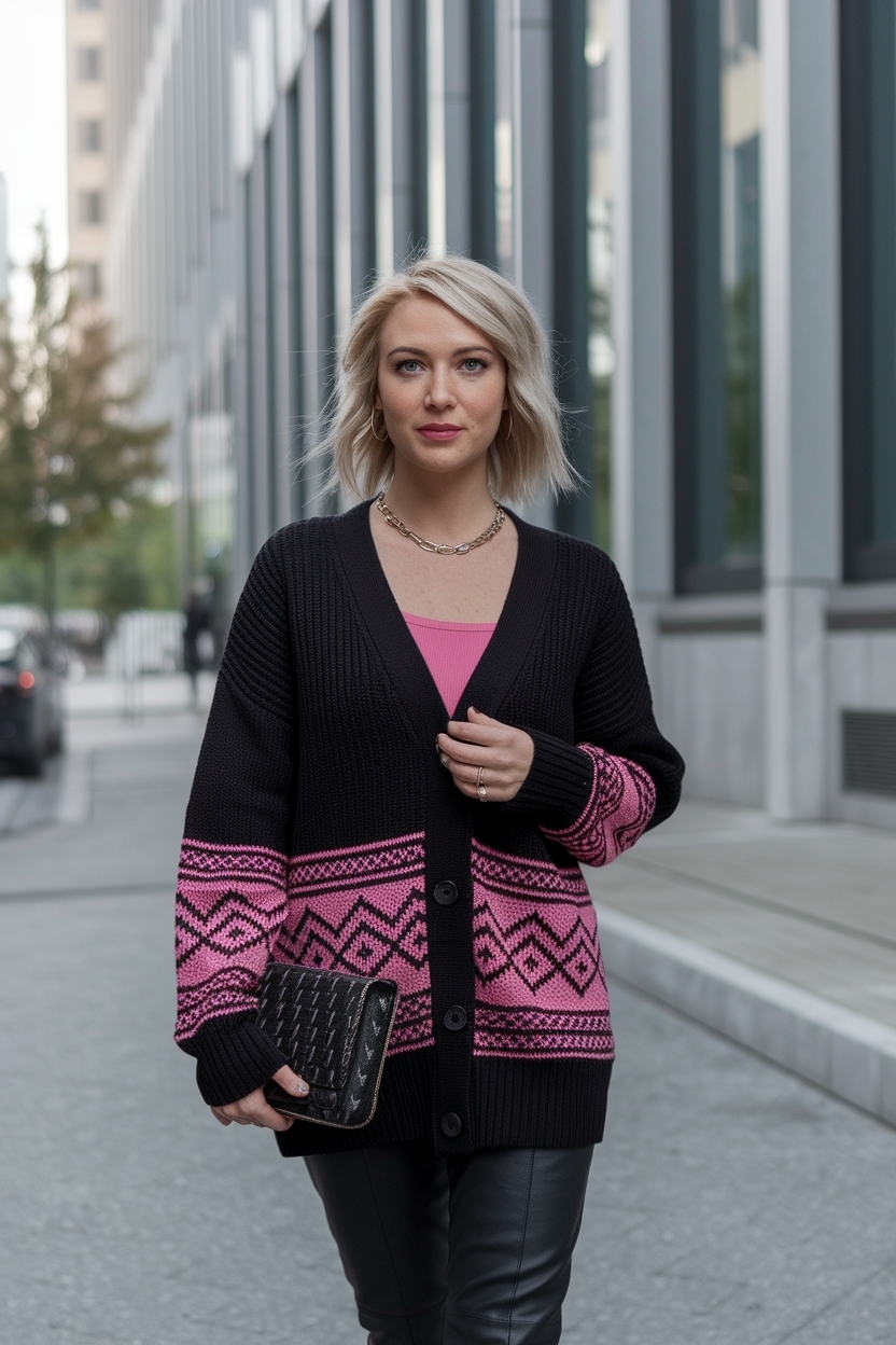 Cardigan Outfit Black Women Pink: Soft and Stylish Choices outfit idea