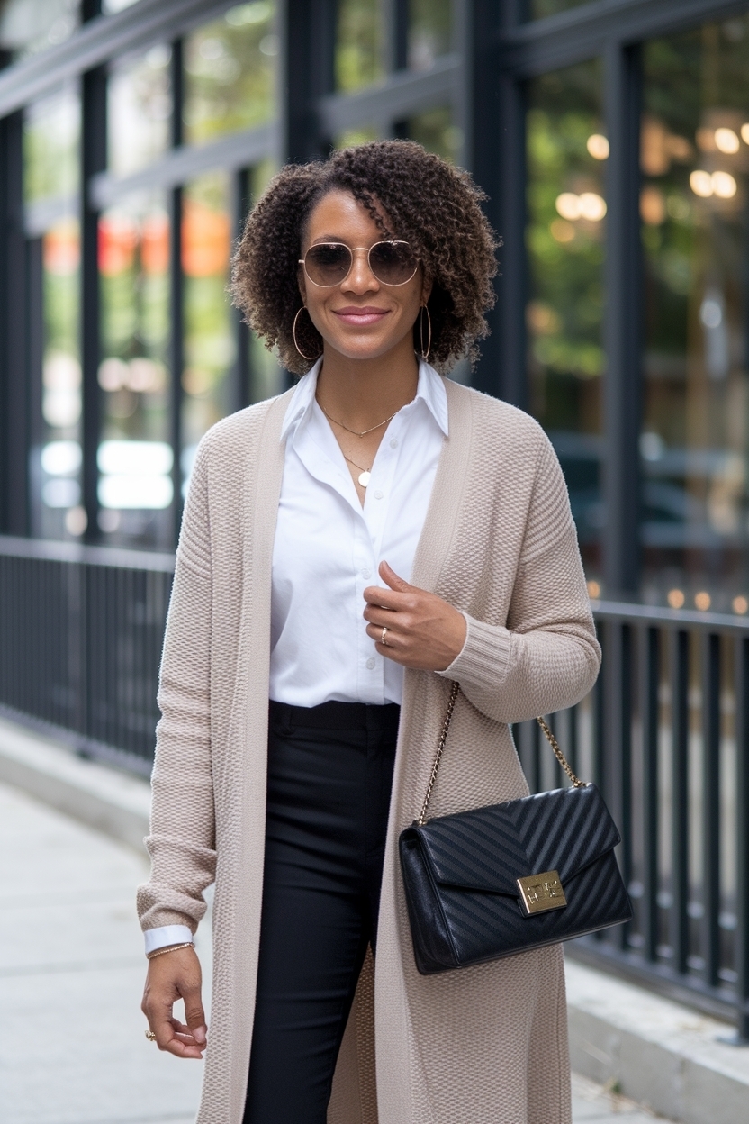 Cardigan Outfit Black Women Work: Professional Yet Stylish outfit idea