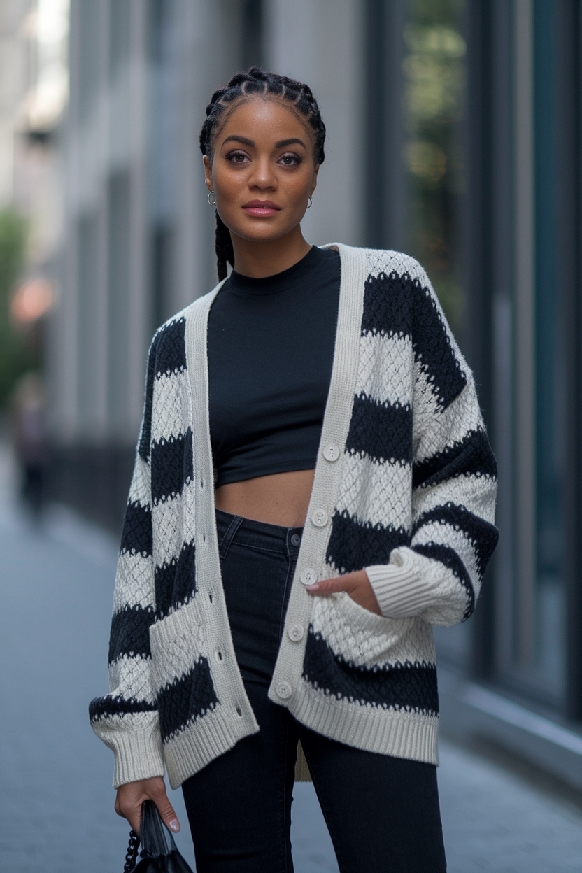 Cardigan Outfit Black Women Y2K: Retro Inspired Styles outfit idea
