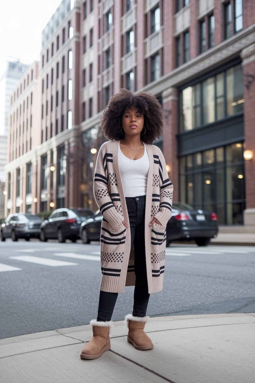 Cardigan Outfit with Uggs Black Women for Comfy Looks outfit idea