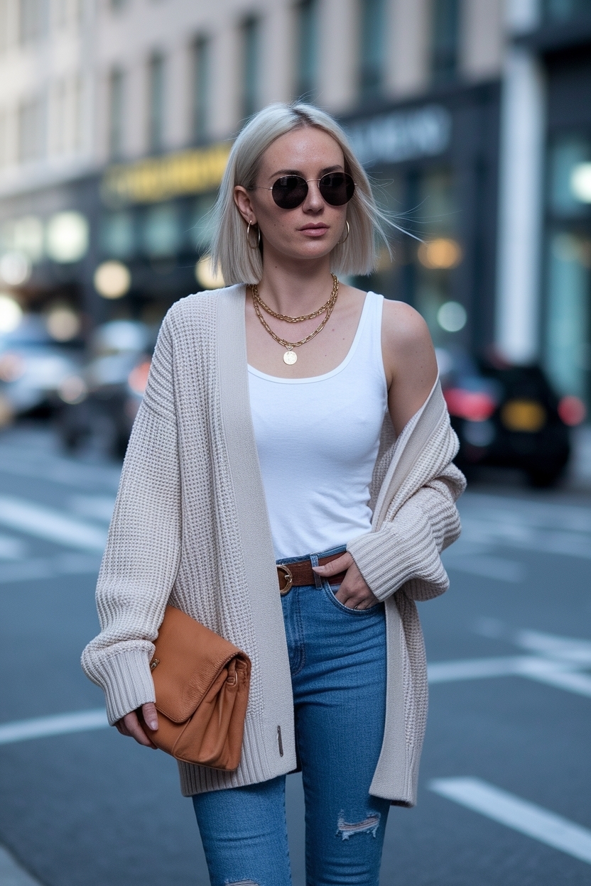Cardigan Over Shoulder Outfit Women: Effortless Chic Styles outfit idea