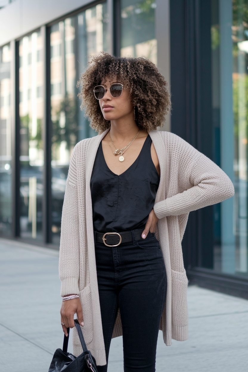 Cardigan Top Outfit Black Women: Effortless Elegance outfit idea