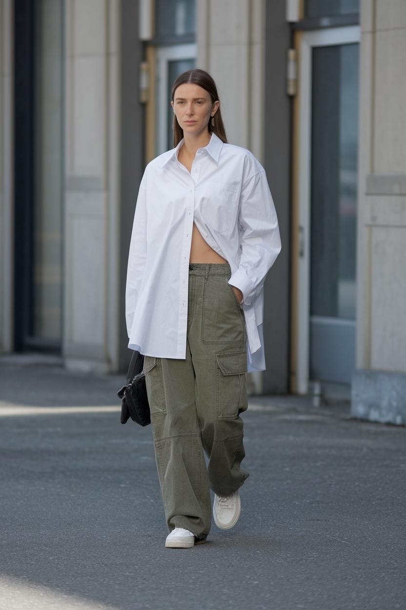 Cargo Pants Oversized Shirt Outfit Women Must-Haves outfit idea