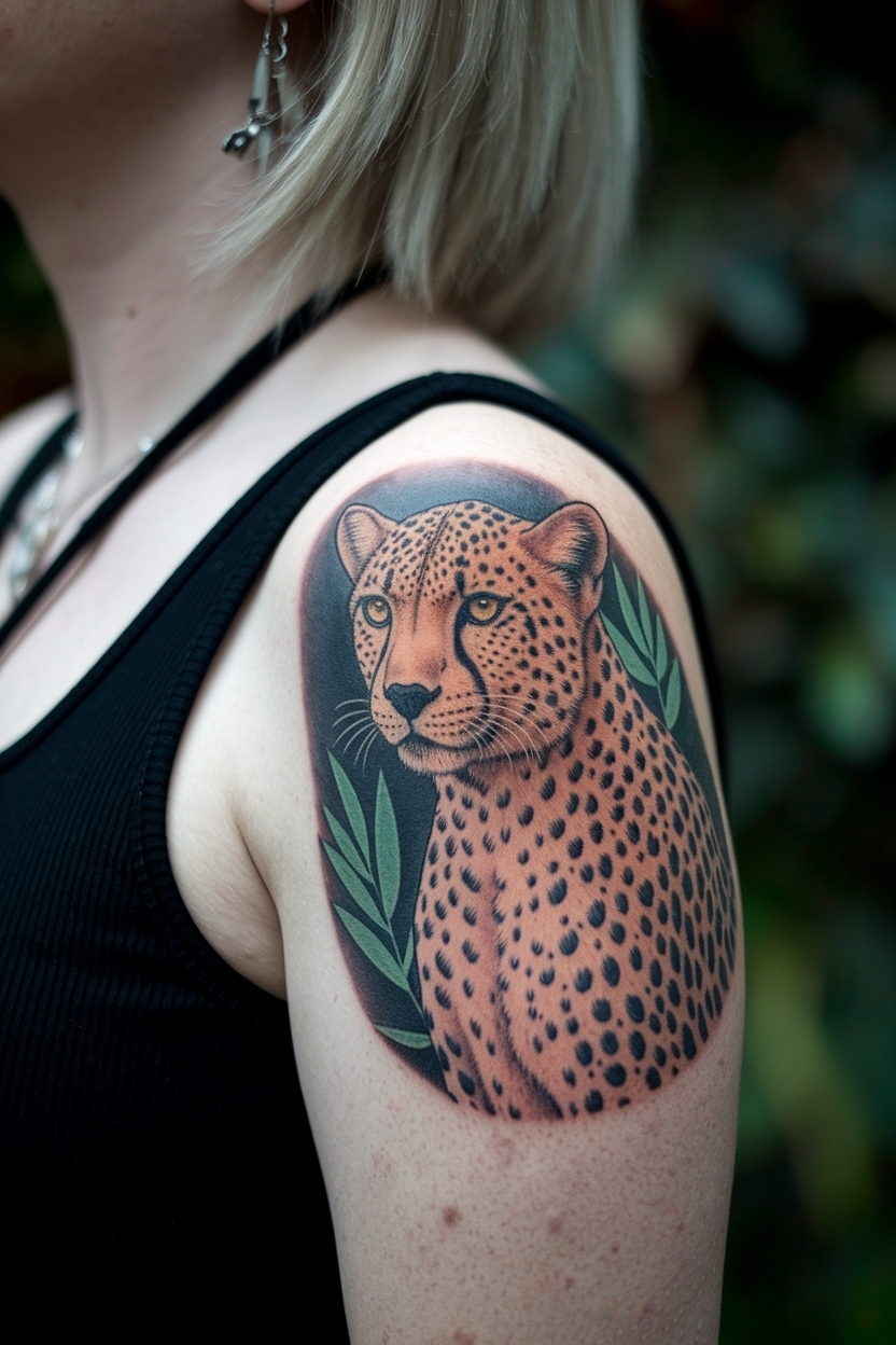 Cheetah Print Tattoo on Shoulder: A Fashionable Choice outfit idea
