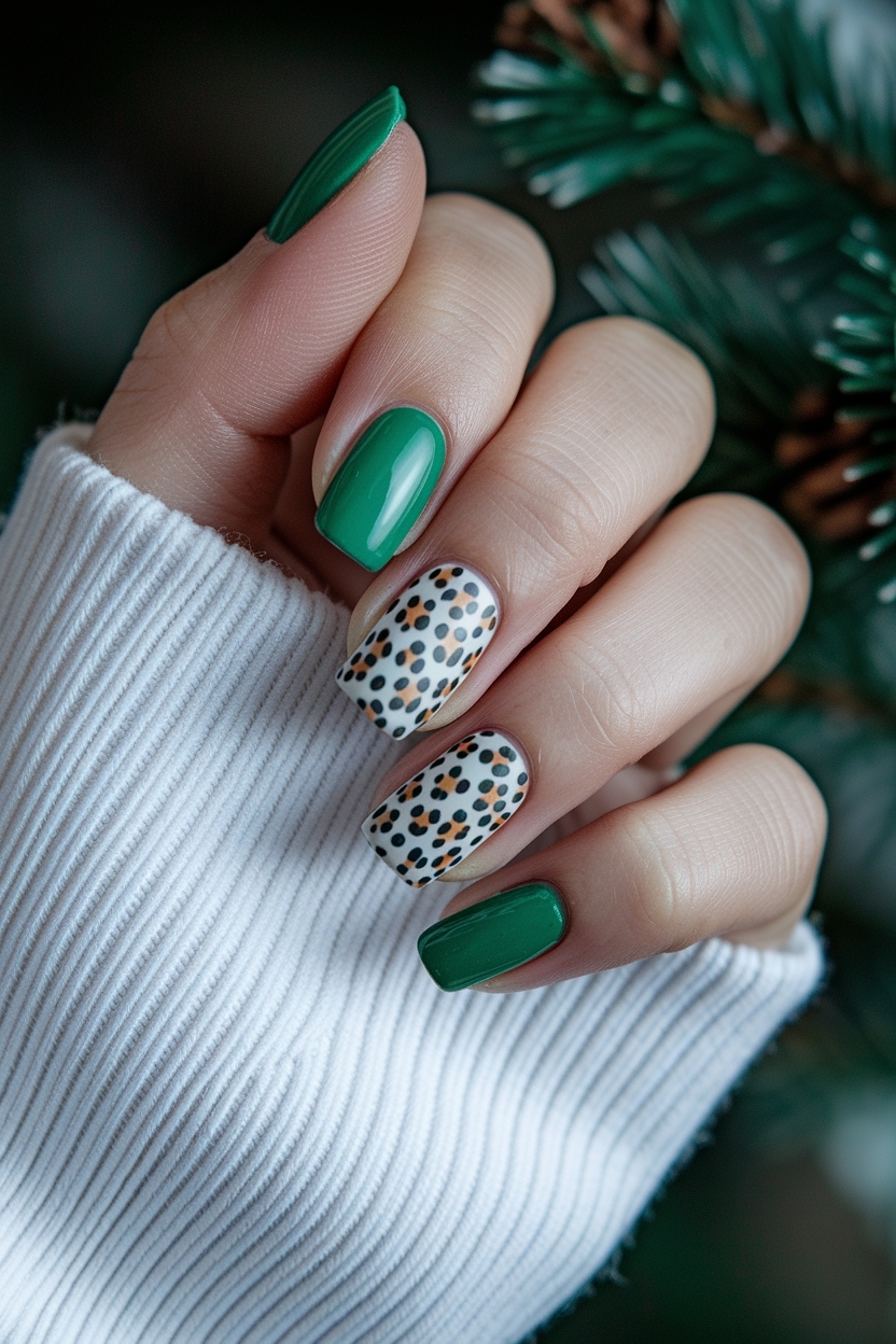Create Christmas Nails with Cheetah Print Elegance outfit idea