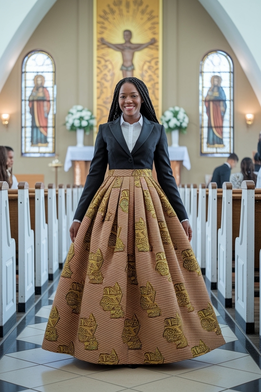15. Cultural Church Outfit Black Women Ghana Styles outfit idea