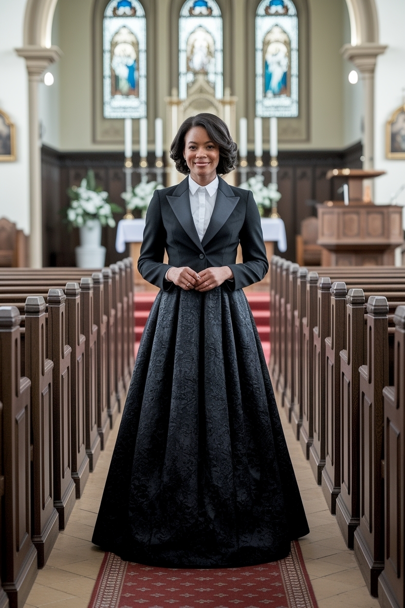 Elegant Church Outfit Black Women Long Skirt Options outfit idea