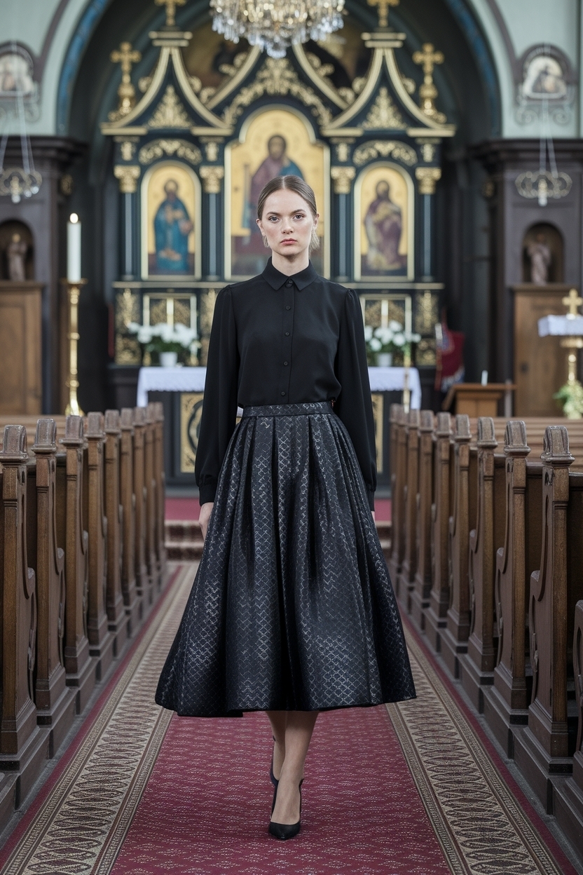Sophisticated Church Outfit Black Women Silk Skirt Ideas outfit idea