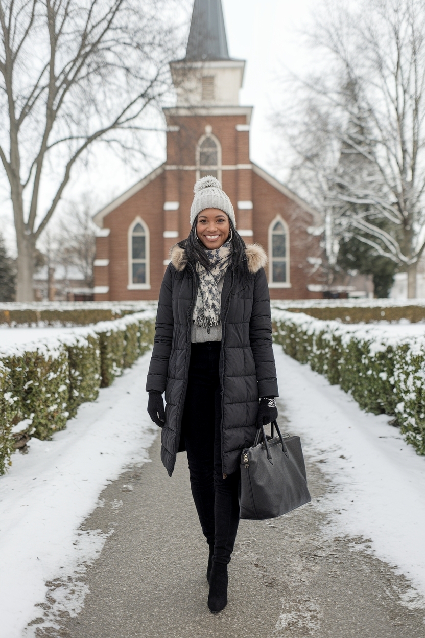 Chic Church Outfit Options for Black Women in Winter outfit idea