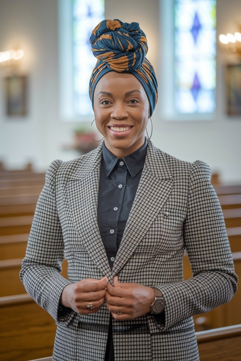 Creative Church Outfit Black Women with Head Wrap outfit idea