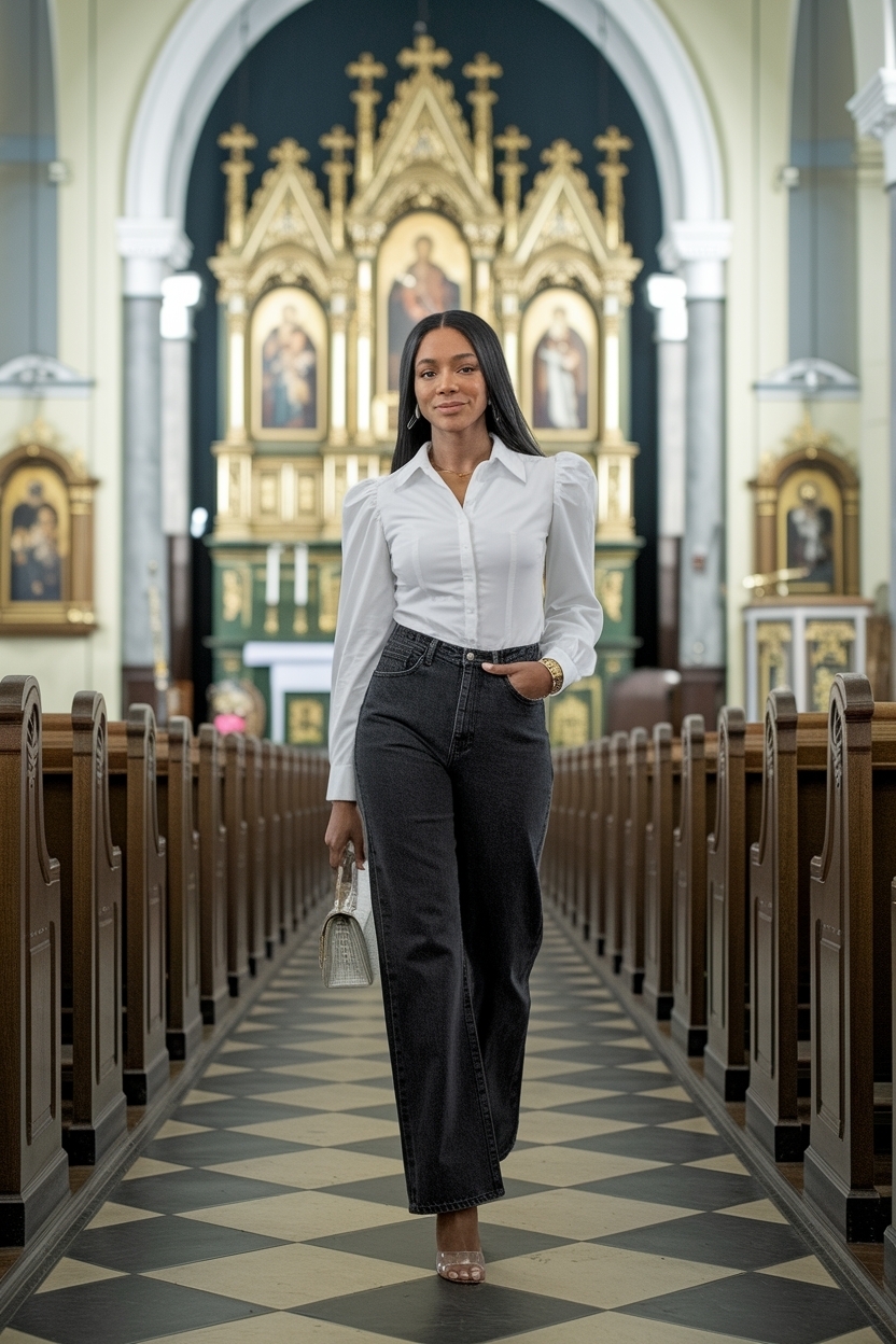 Stylish Church Outfit Jeans for Black Women outfit idea