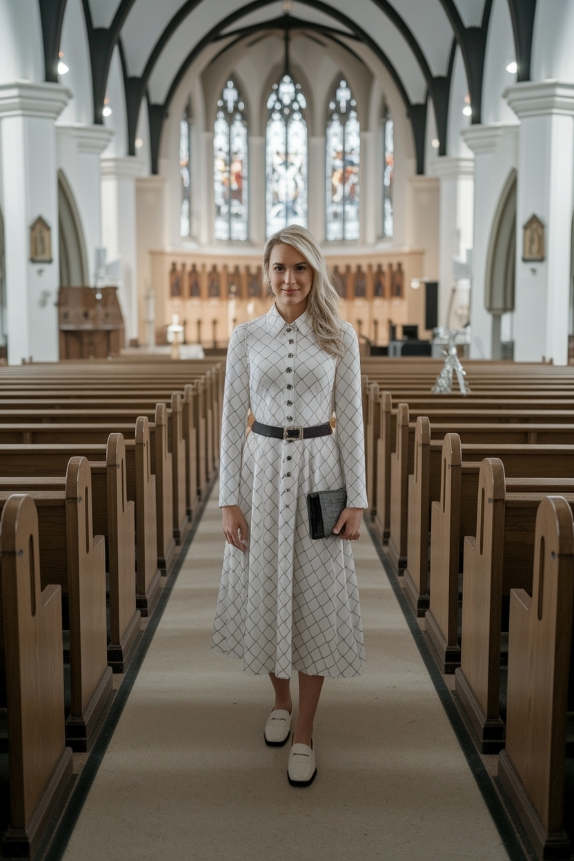 Stylish Church Outfit with Loafers for Women outfit idea