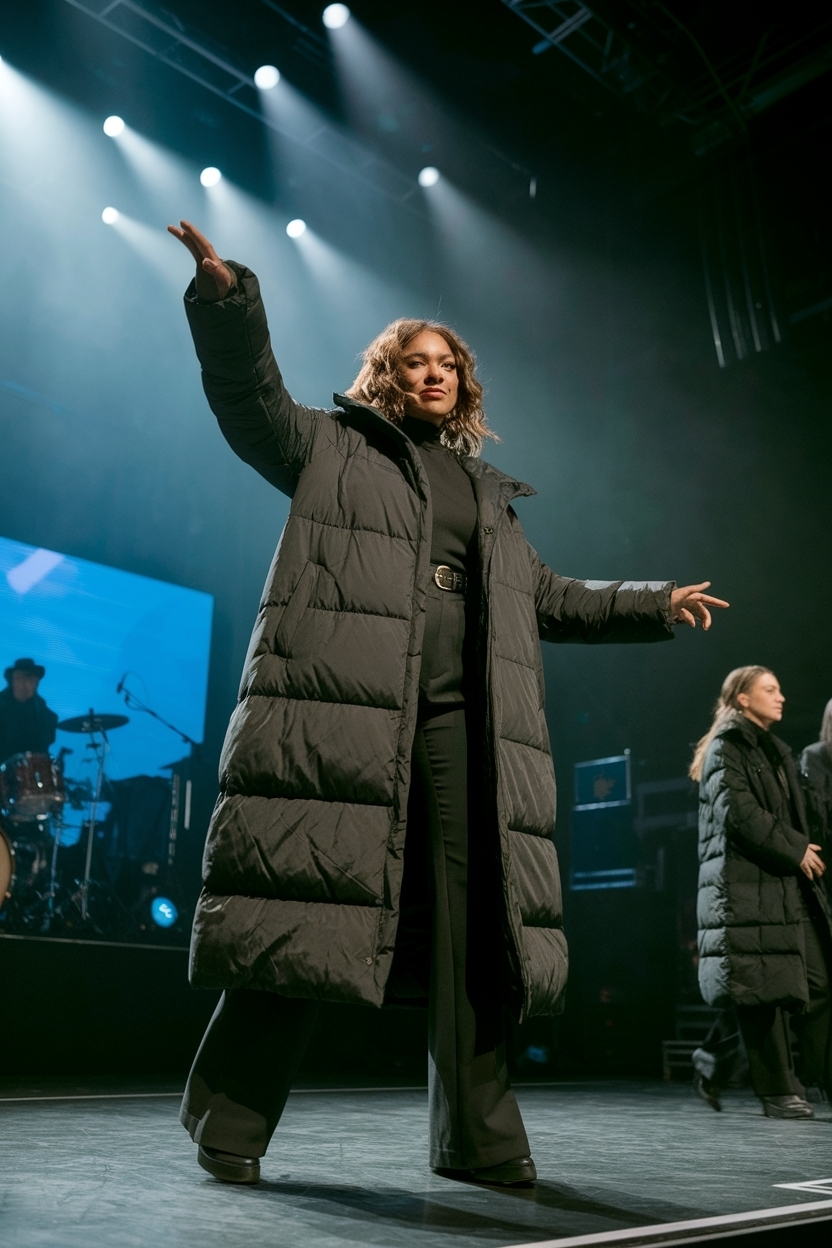 Trendy Concert Outfit Suggestions for Black Women in Winter outfit idea