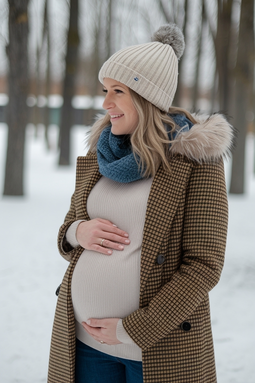 Fashionable Cute Pregnancy Outfits for Winter Months outfit idea