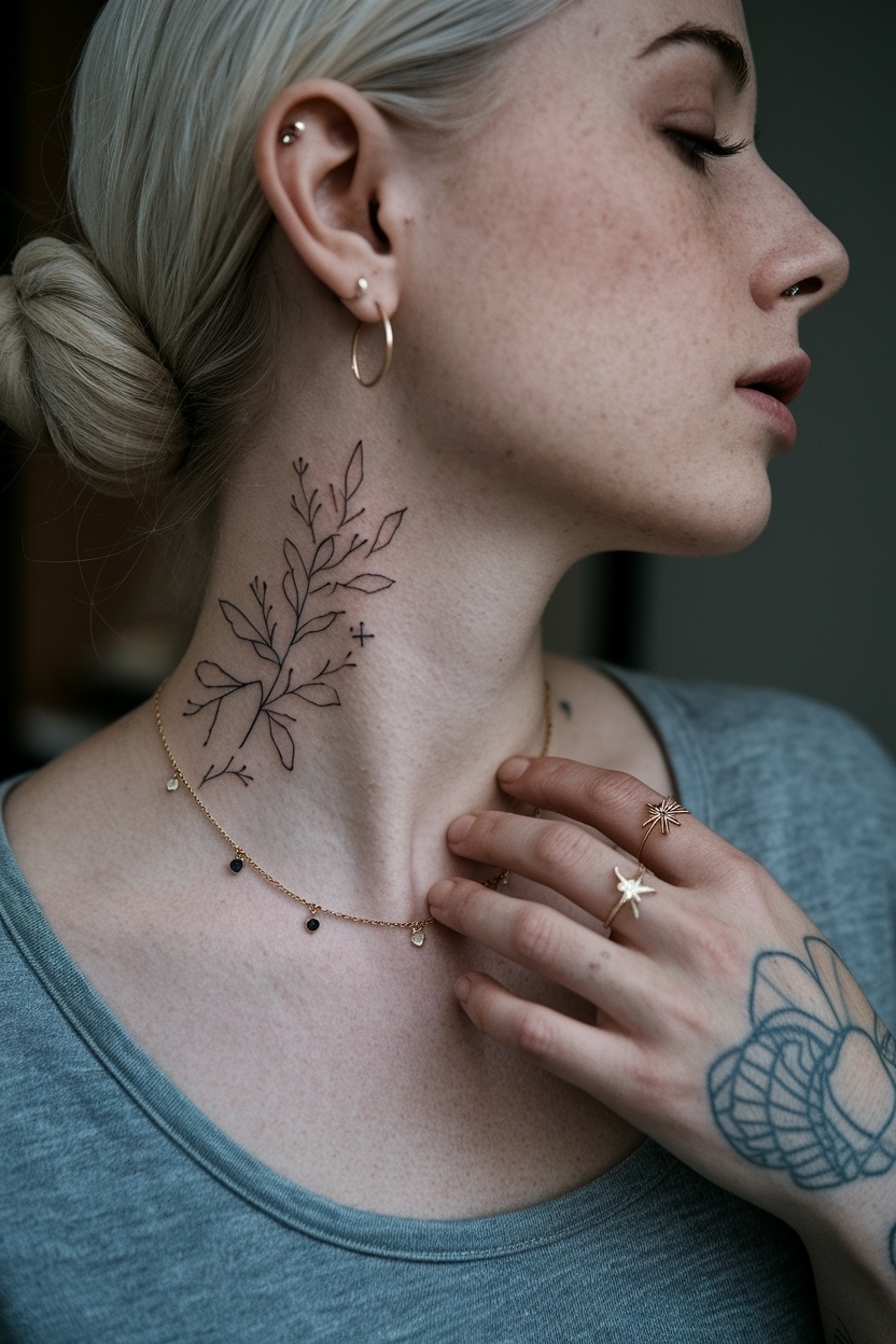 Dainty Neck Tattoos for Women: Subtle Yet Stunning outfit idea