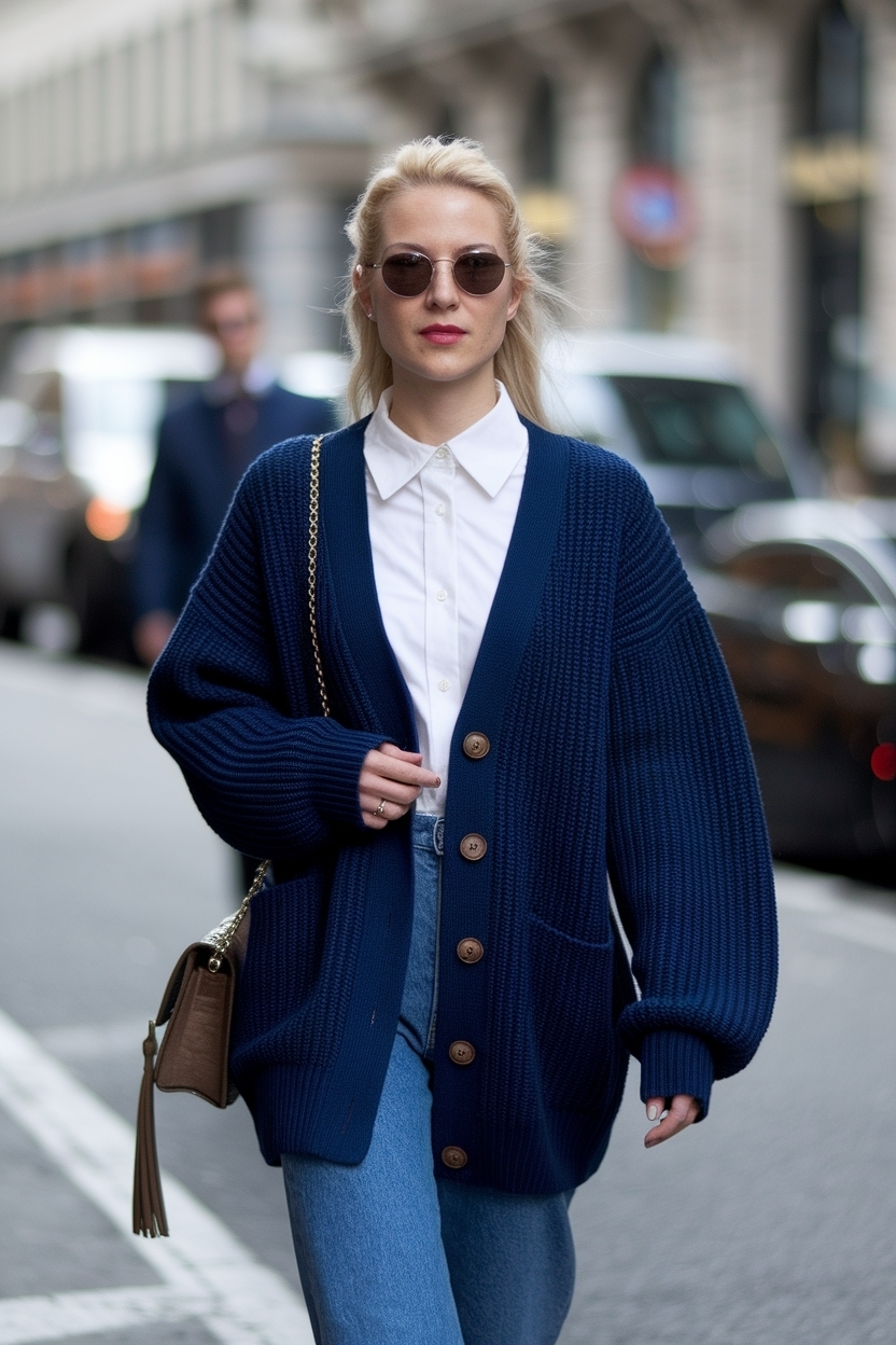 Dark Blue Cardigan Outfit Women: Versatile Styling Options outfit idea