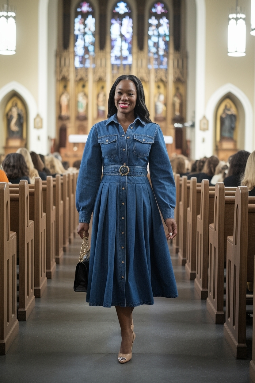 Denim Dress Outfit Black Women Church: Casual Yet Classy Looks outfit idea