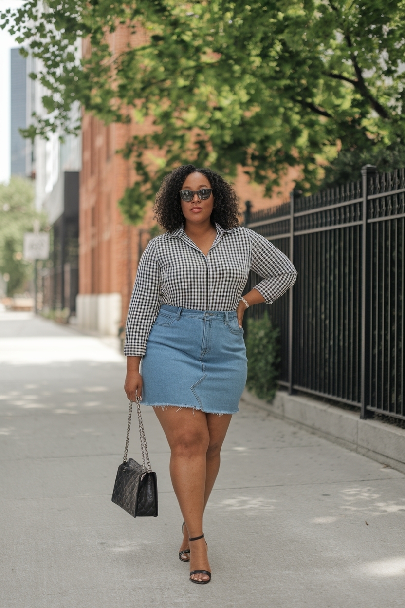 Denim Mini Skirt Outfit Plus Size: Fashion Forward Looks outfit idea