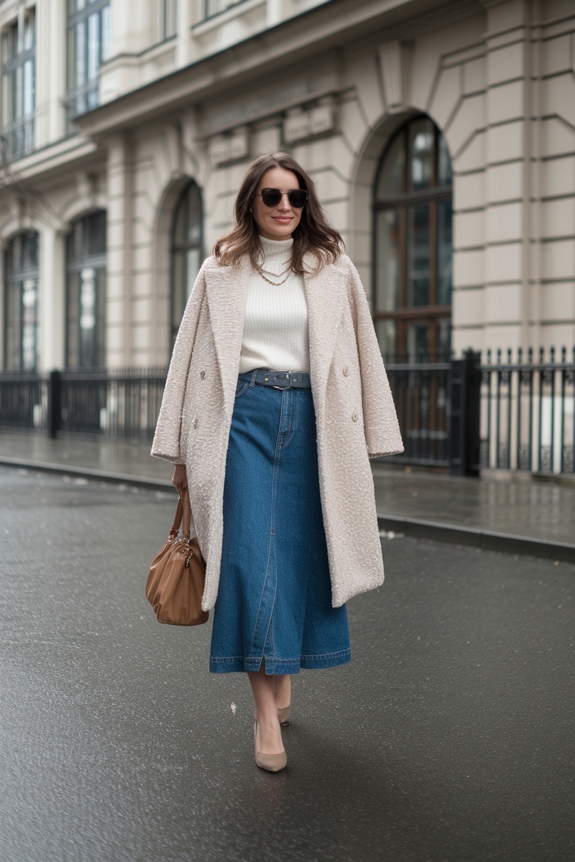 Denim Skirt Outfit for Women Winter: Layering Ideas outfit idea