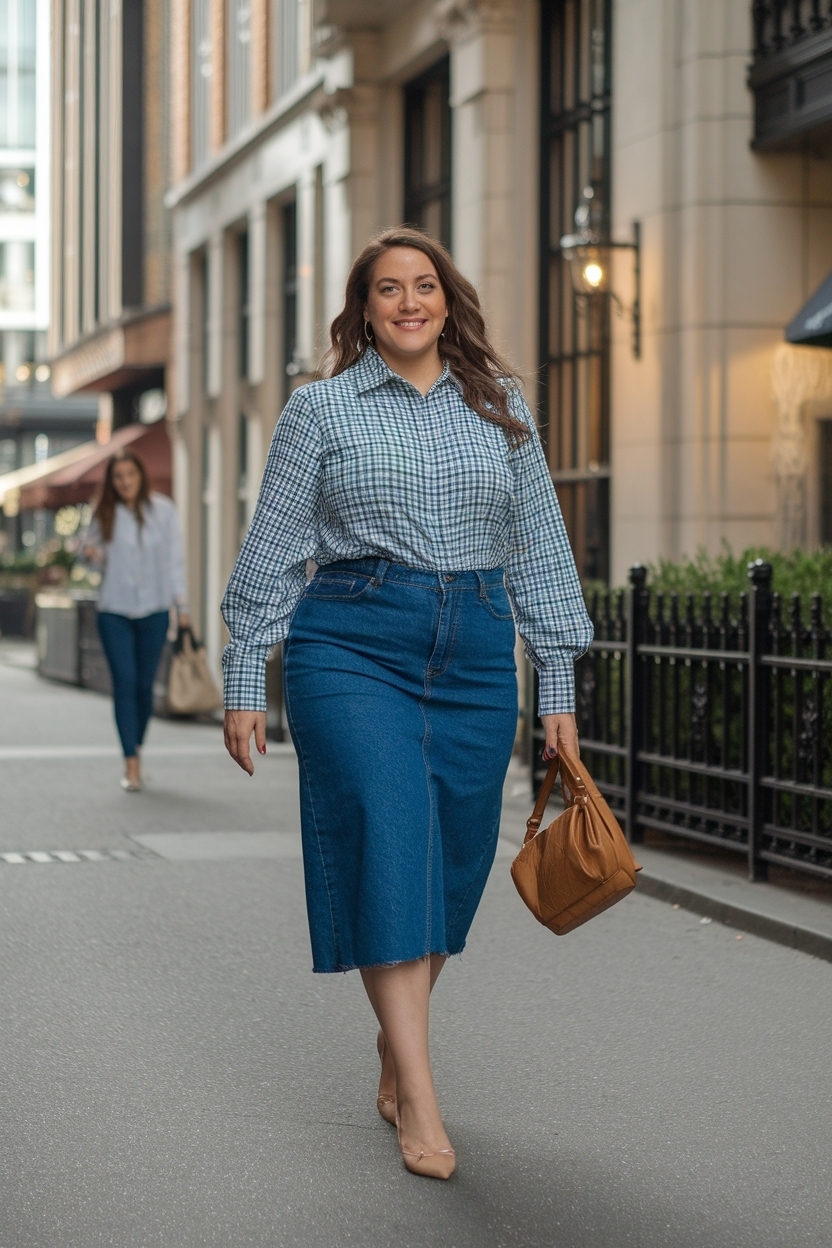Denim Skirt Outfit Thick Women: Embrace Your Shape outfit idea