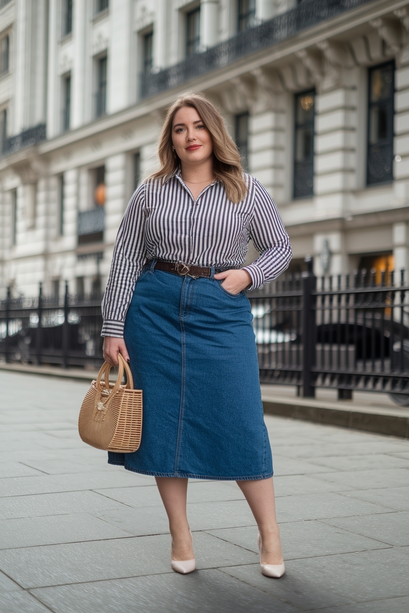 Denim Skirt Outfit Women Plus Size: Flattering and Trendy Styles outfit idea