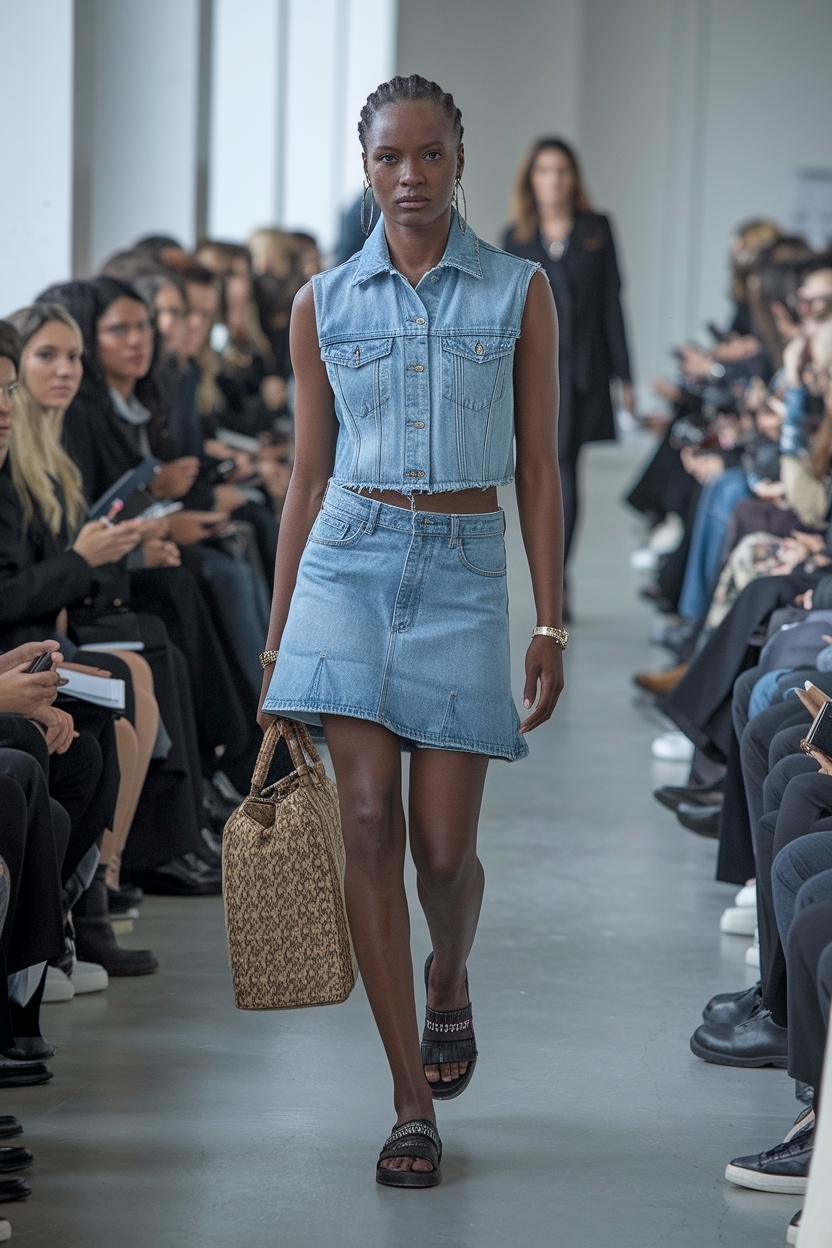 Denim Vest and Skirt Outfit Black Women for Layered Looks outfit idea