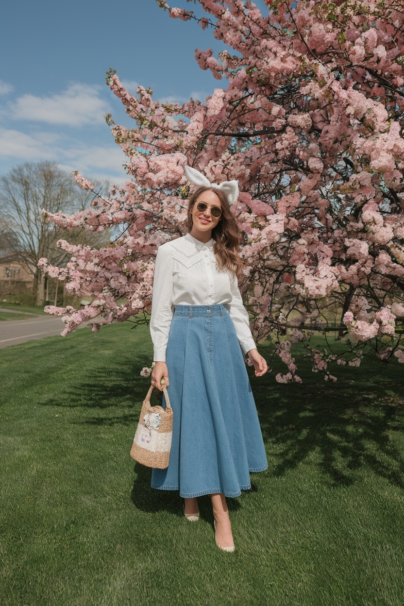 Easter Outfit Women Denim Skirt: Fresh Spring Looks to Try outfit idea