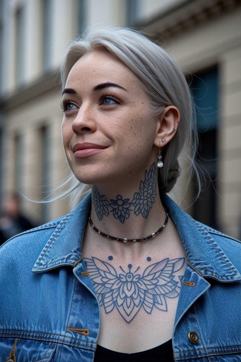 Front of Neck Tattoos Women: Bold Statements outfit idea