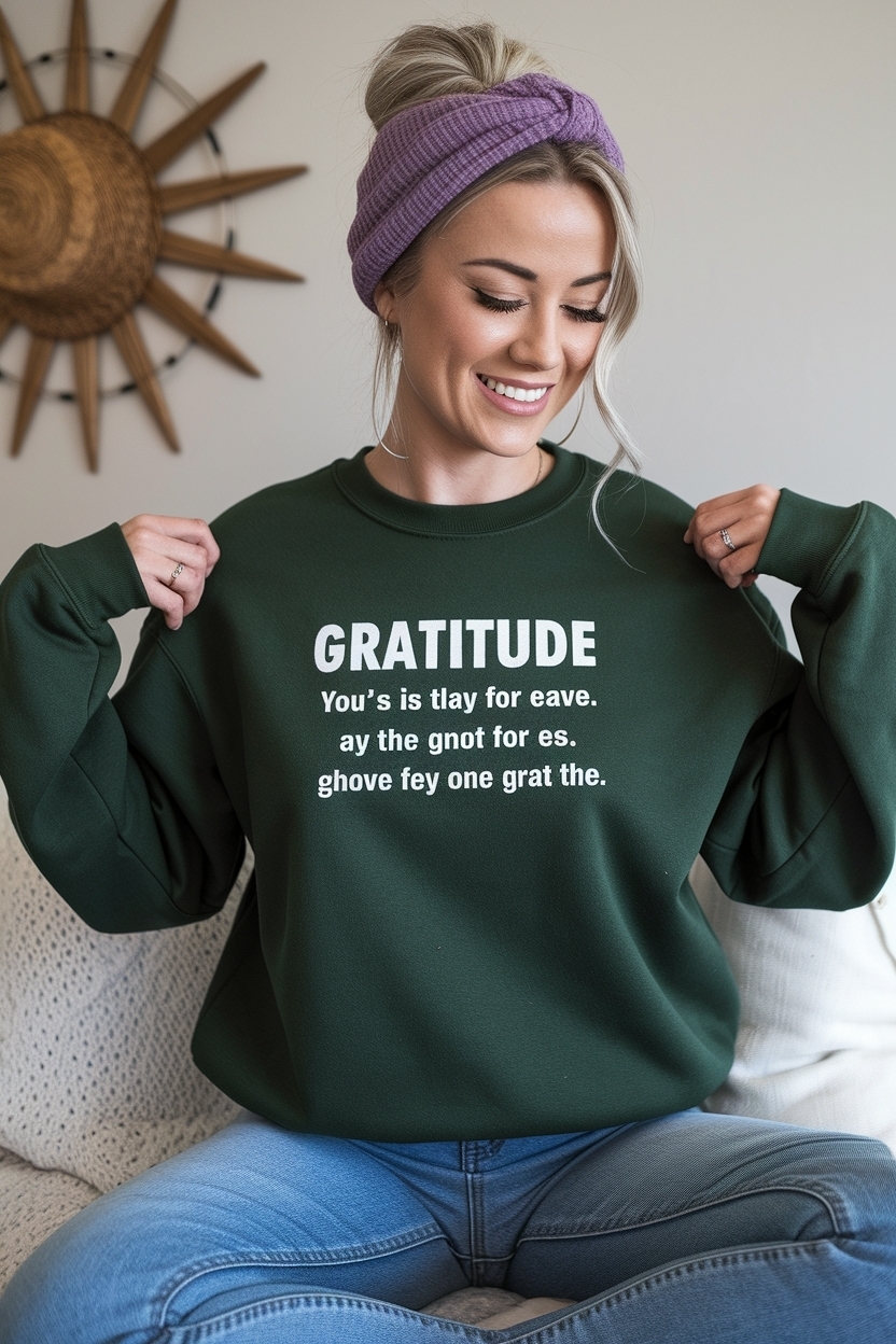 Gratitude Affirmation Sweatshirt: Wear Positivity Daily outfit idea