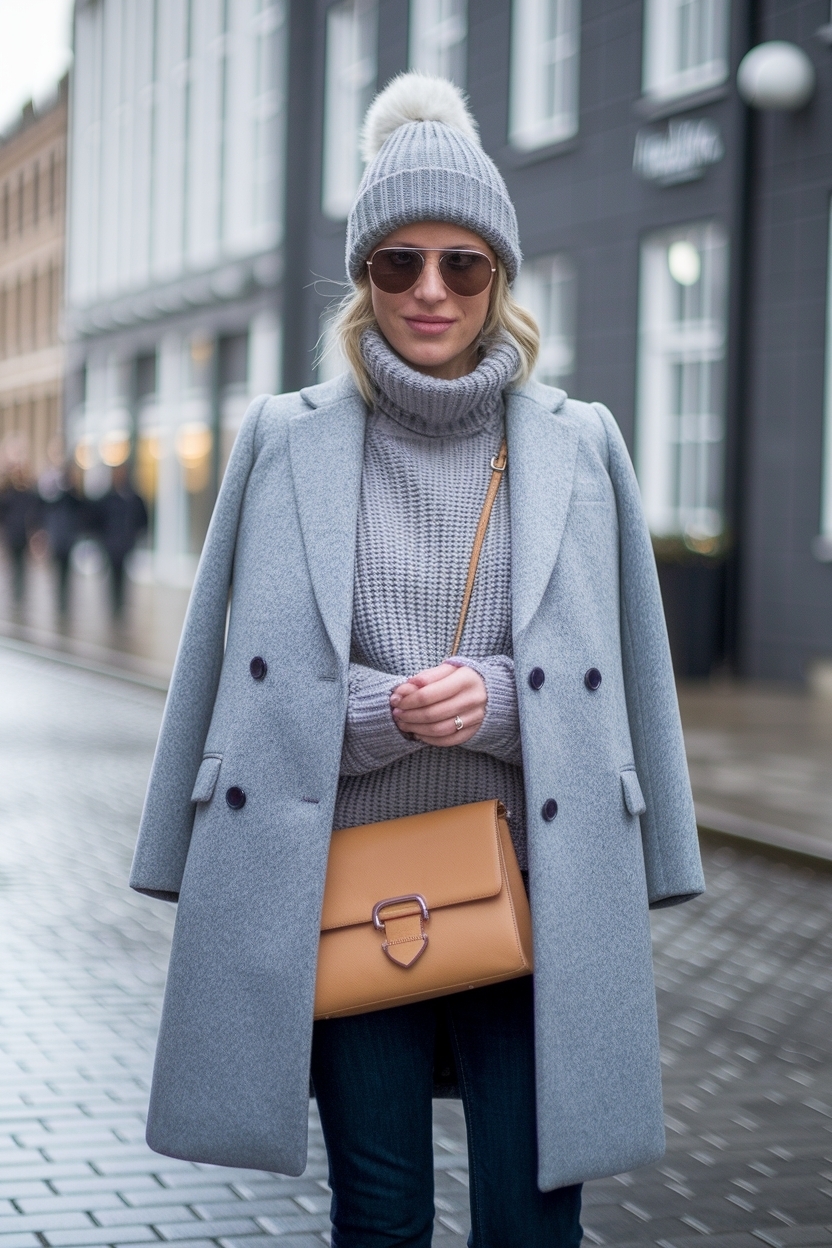 Gray Coat Outfit Winter Style: Sleek and Sophisticated outfit idea