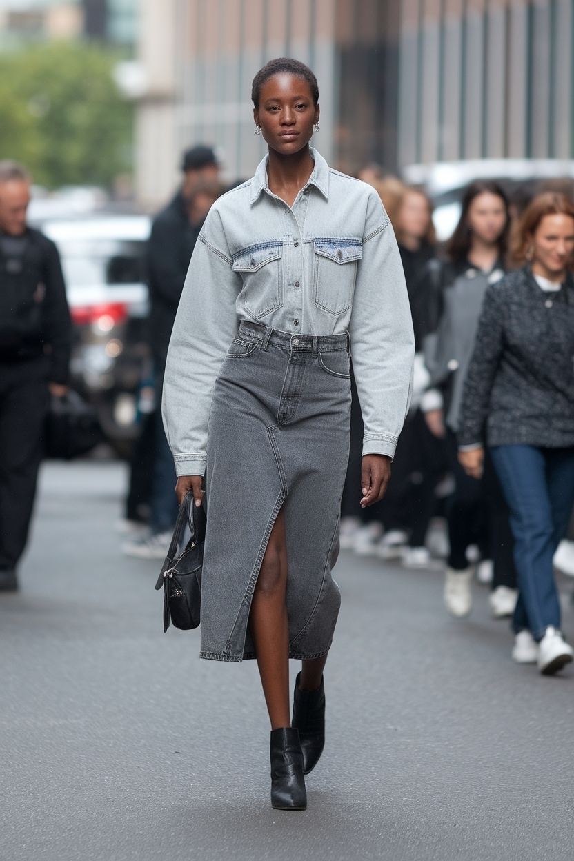 Gray Denim Skirt Outfit Black Women: Versatile and Stylish Ideas outfit idea