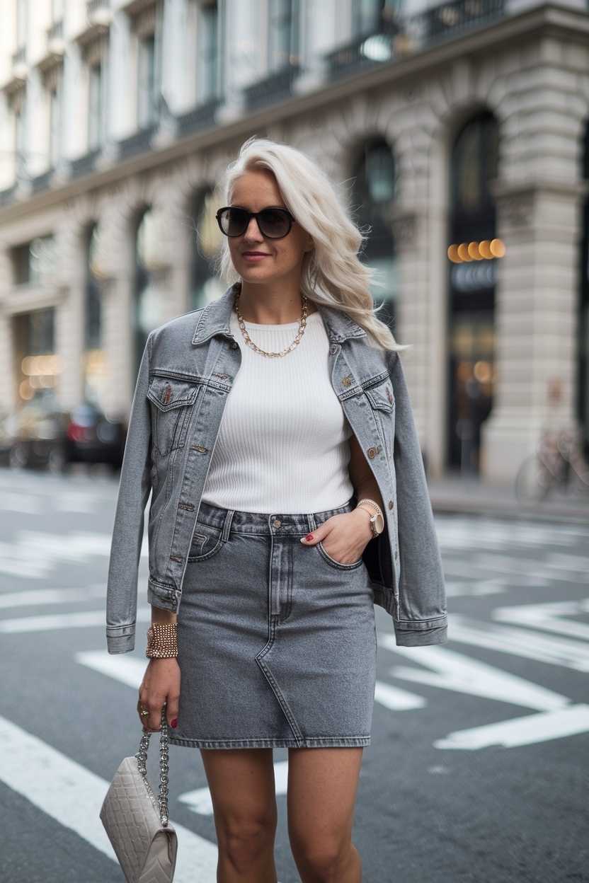 Gray Denim Skirt Outfit Women: Chic Looks for Every Occasion outfit idea