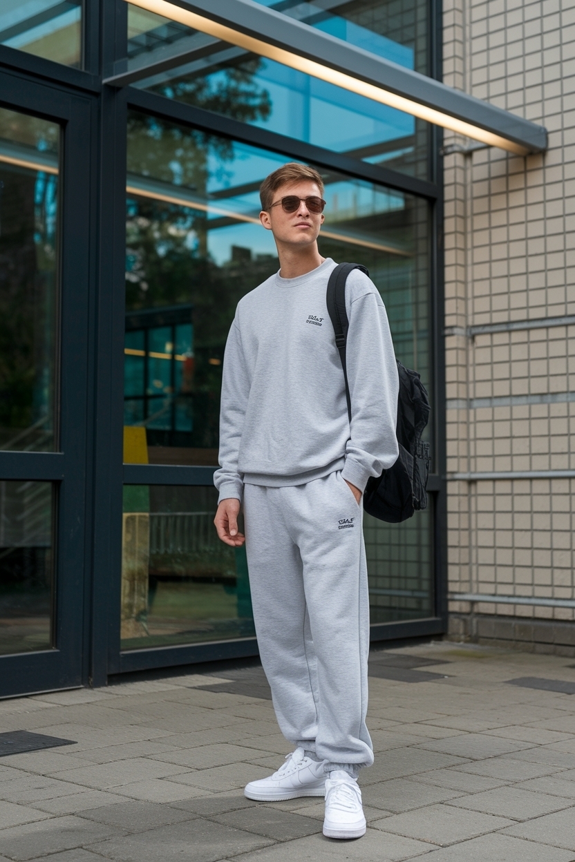 Comfortable Gray Sweatpants Outfit for School Essentials outfit idea