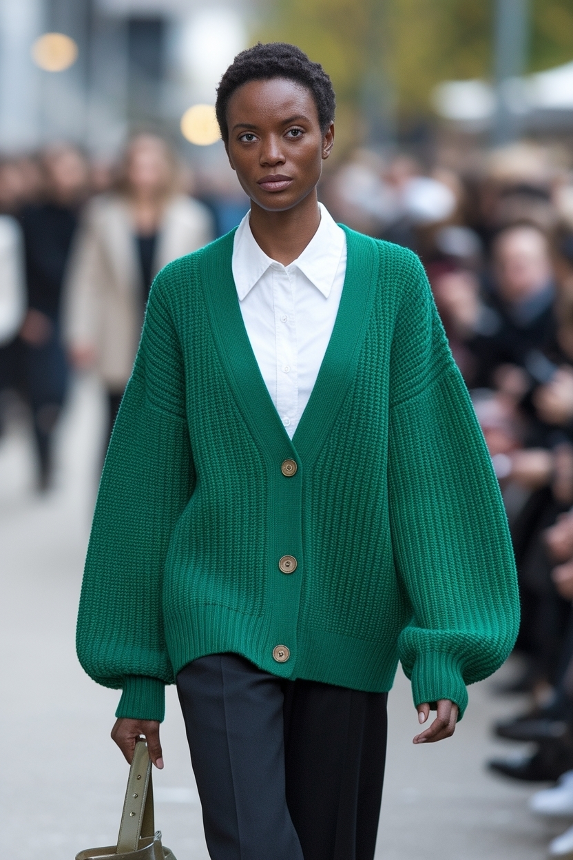 Green Cardigan Outfit Black Women: Fresh and Vibrant Looks outfit idea